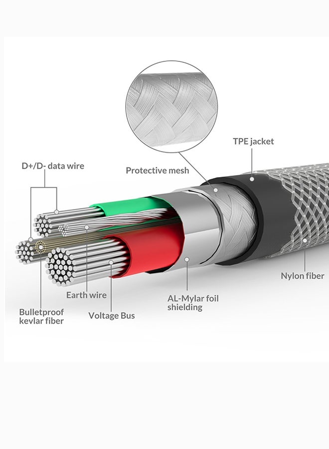 iPhone Cable, Heavy Duty MFi Certified Mesh-Armoured Lightning To USB Charge And Sync Cable With Short-circuit Protection For iPhone, iPad, iPod Gold/Black