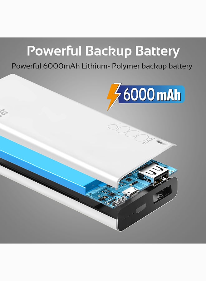 بروميت باور بنك شاحن بطارية لاسلكي محمول سعة عالية بمقاس صغير للغاية و شاحن بمنفذ USB بشدة 2.1 أمبير ومنظم جهد أوتوماتيكي للهواتف الذكية وأجهزة التابلت ومشغلات MP3 وأجهزة تحديد المواقع أبيض - Image 2