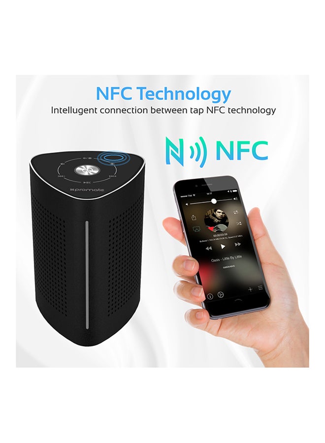 PROMATE - Wireless Speaker, High-Quality Bluetooth Speaker Surface Vibration Sound with Touch Control System, 3.5mm Audio Jack and Built-In Microphone for Smartphones, Tablets, Karaoke, Laptops, Pcs, Cyclone Black - Image 1