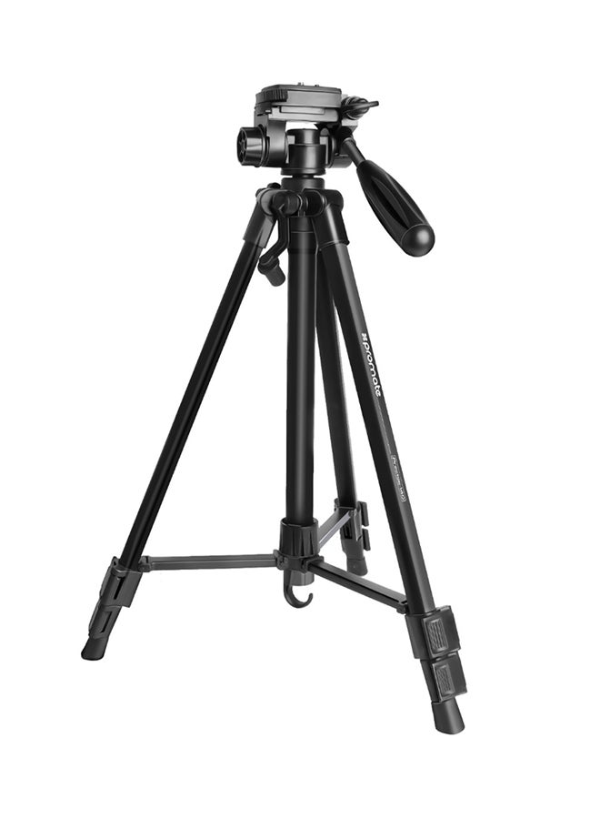 PROMATE - Tripod, Professional Portable Aluminium 141cm Tripod with Panoramic Head, Bubble Level, 3 Section Secure Leg Lock for Canon, Nikon, DSLR, Precise-140 black - Image 1