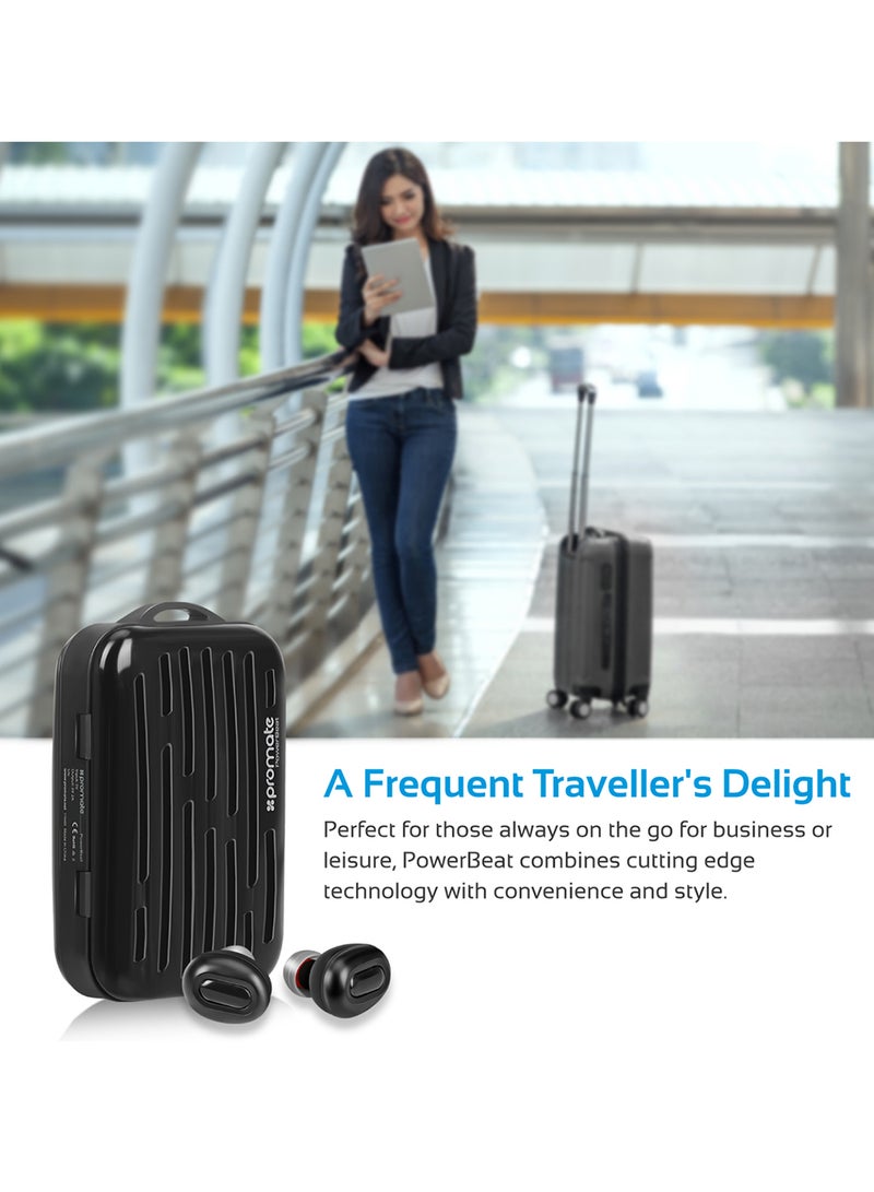 PROMATE - Wireless Earbud with Power Bank, Smallest True Wireless Bluetooth Headphone with 5000mAh Charging Case, Noise Cancelling and Built-In Mic for all Bluetooth Enables Devices, PowerBeat Black - Image 1