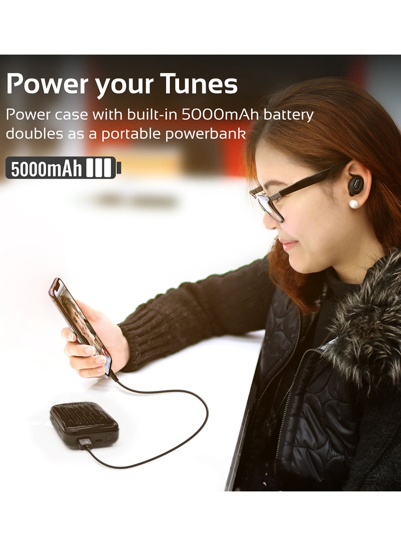 PROMATE - Wireless Earbud with Power Bank, Smallest True Wireless Bluetooth Headphone with 5000mAh Charging Case, Noise Cancelling and Built-In Mic for all Bluetooth Enables Devices, PowerBeat Black - Image 1