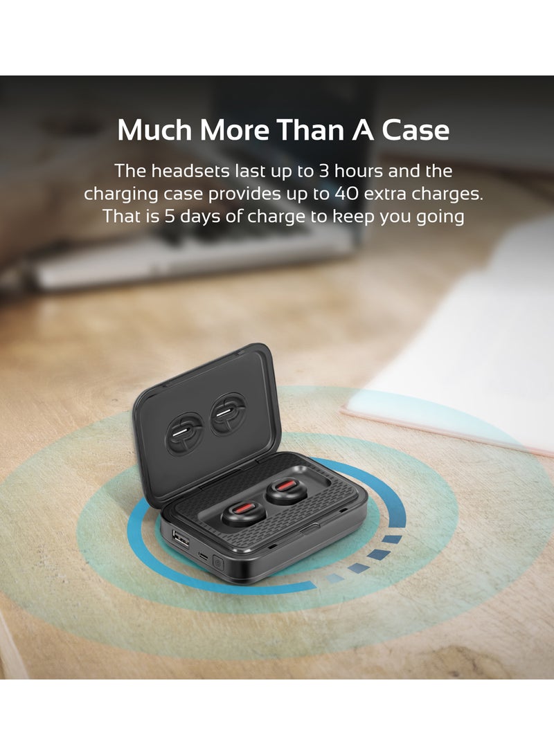 PROMATE - Wireless Earbud with Power Bank, Smallest True Wireless Bluetooth Headphone with 5000mAh Charging Case, Noise Cancelling and Built-In Mic for all Bluetooth Enables Devices, PowerBeat Black - Image 1