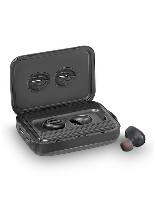 PROMATE - Wireless Earbud with Power Bank, Smallest True Wireless Bluetooth Headphone with 5000mAh Charging Case, Noise Cancelling and Built-In Mic for all Bluetooth Enables Devices, PowerBeat Black - Image 1