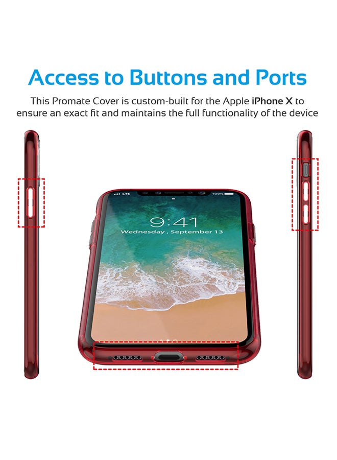 PROMATE - iPhone X Case, Lightweight Slim Protective Hard-Shell Cover with Flexible Shock Absorbing Soft Bumper and Drop Protection for Apple iPhone X Red - Image 1