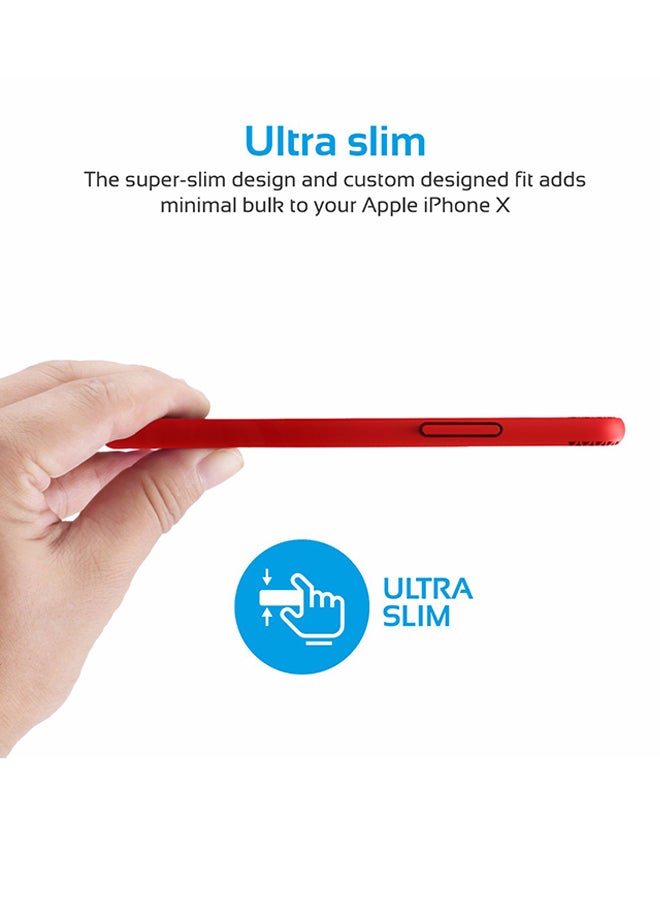 iPhone X Case, Stylish Shockproof Dual Layer Protective Case with Anti-Slip Grip, Drop Protection and Scratch Resistance Case Cover for 5.8 Inch Apple iPhone X Red