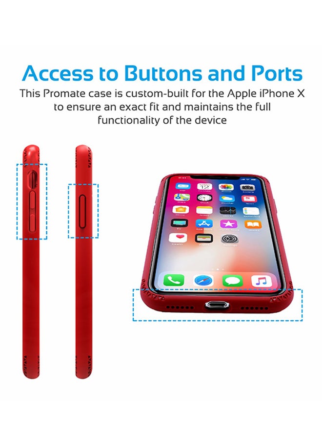 iPhone X Case, Stylish Shockproof Dual Layer Protective Case with Anti-Slip Grip, Drop Protection and Scratch Resistance Case Cover for 5.8 Inch Apple iPhone X Red