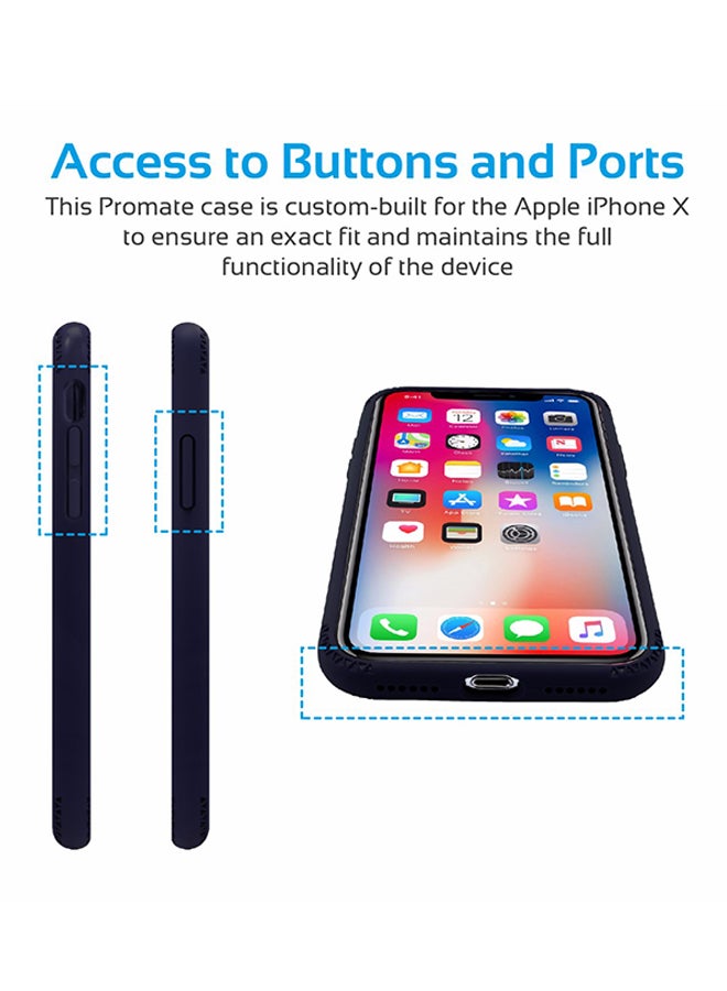 iPhone X Case, Stylish Shockproof Dual Layer Protective Case with Anti-Slip Grip, Drop Protection and Scratch Resistance Case Cover for 5.8 Inch Apple iPhone X Blue