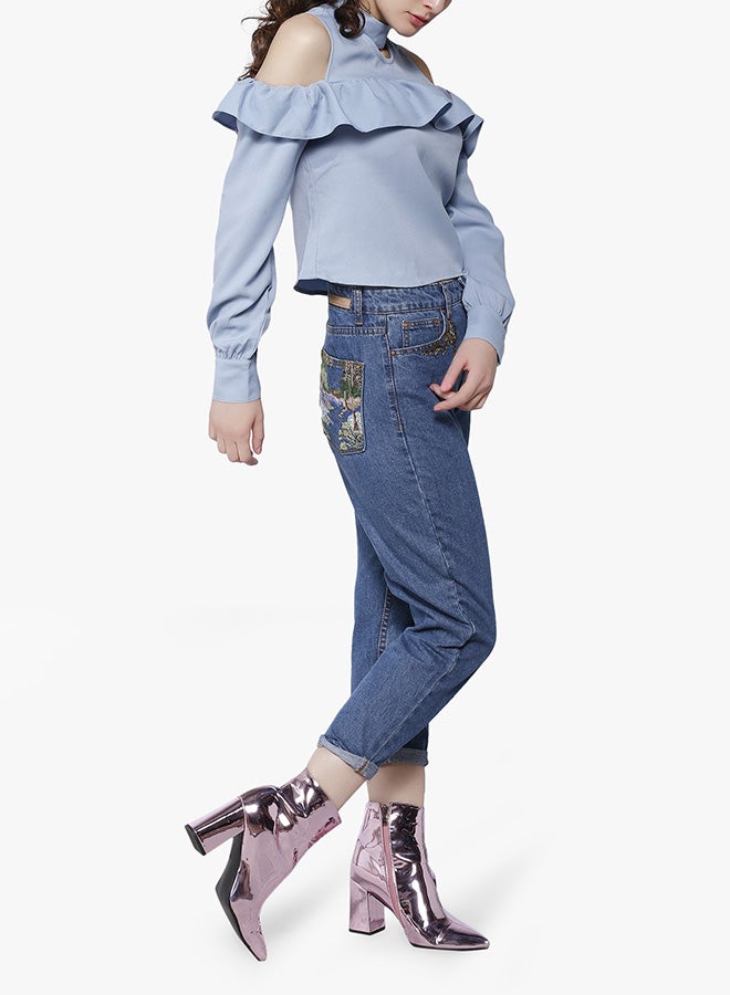 LOST INK Cold Shoulder Top Blue  - Image 2