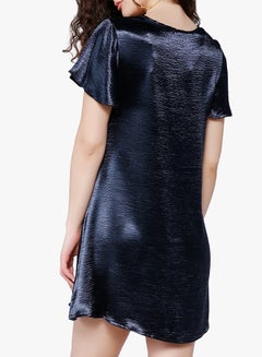 GLAMOROUS Moon And Star Short Sleeve Embroidered Dress Navy  - Image 3