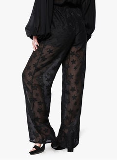 GLAMOROUS Star Sheer Wide Mid-Rise Trousers Black  - Image 3