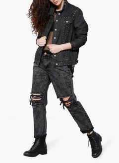 GLAMOROUS Charcoal Distressed Jeans Black  - Image 2