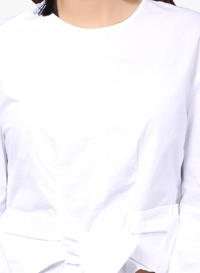 LOST INK Bow Hem Long Sleeve Blouse White  - Image 4