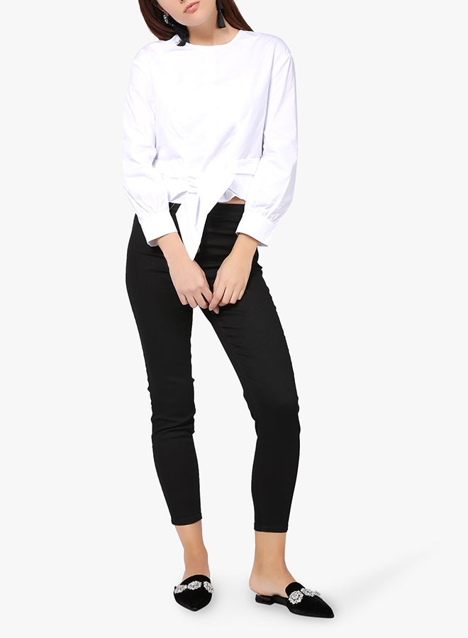 LOST INK Bow Hem Long Sleeve Blouse White  - Image 2