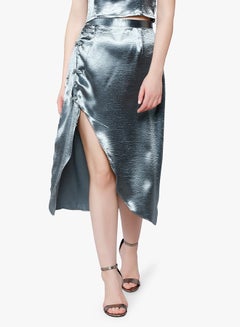GLAMOROUS Satin Midi Skirt Blue  - Image 1