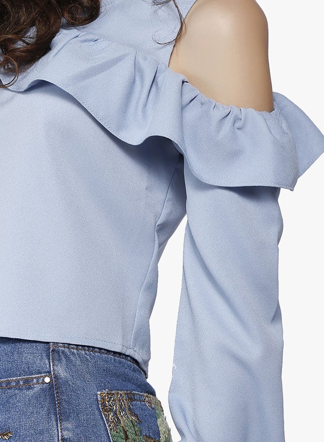 LOST INK Cold Shoulder Top Blue  - Image 4