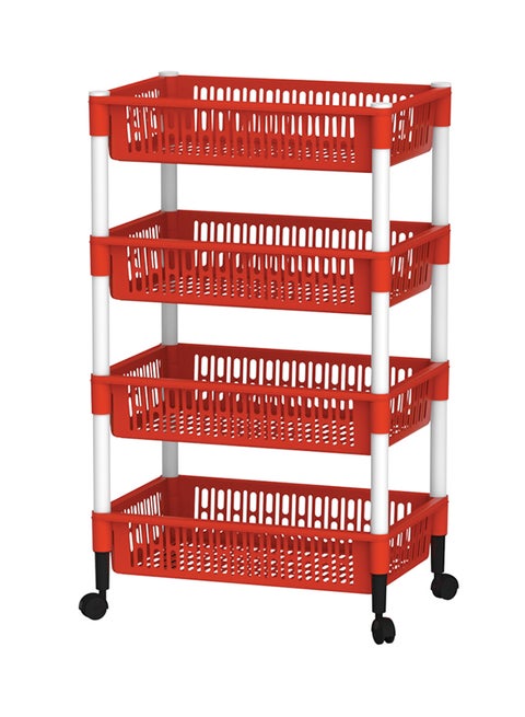 4 Tiers Vegetable Storage Rack Dark Red