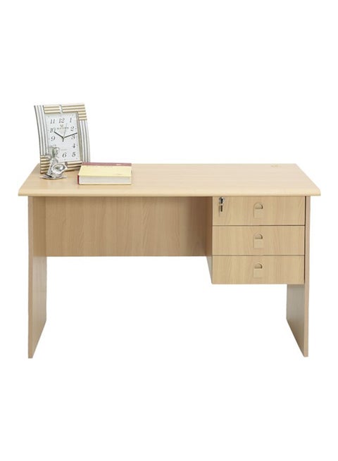 Office Table With 3 Side Drawers Beige