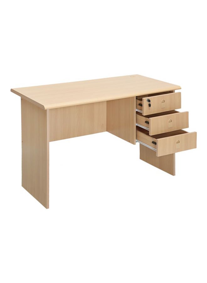 Office Table With 3 Side Drawers Beige