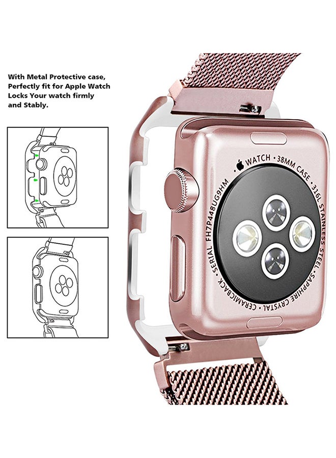 Generic - Stainless Steel Mesh Loop Band For Apple Watch Series 1/2/3 38mm Rose Gold - Image 1