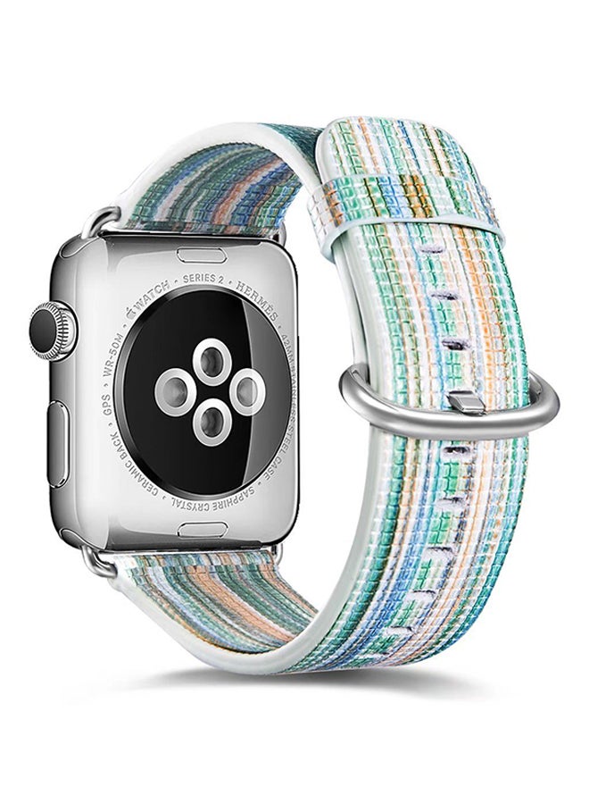 Generic - Leather Colored Pattern Stripes Replacement Band for Apple Watch 38mm Series 1/2/3 Multicolour - Image 1
