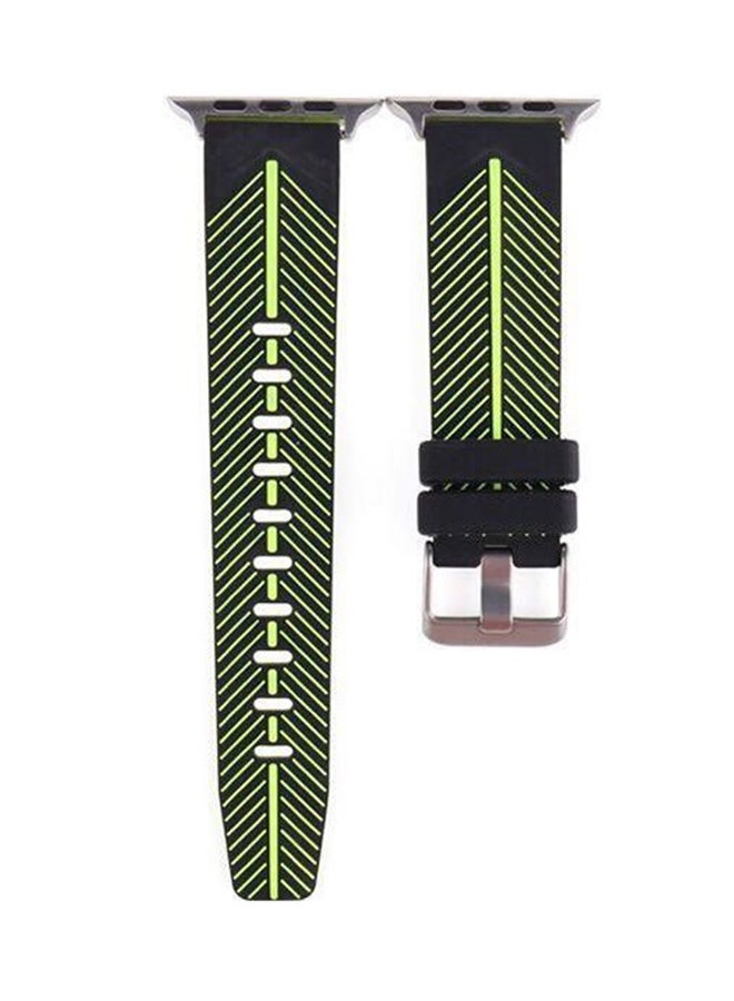 Silicone Replacement Strap For Apple Watch 38 mm Series 1/2/3 Black/Green - Image 1