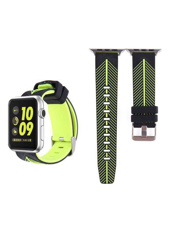 Silicone Replacement Strap For Apple Watch 38 mm Series 1/2/3 Black/Green - Image 3