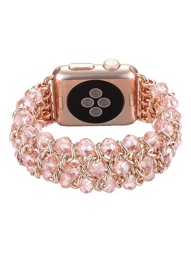 Generic - Replacement Beaded Band For Apple Watch 1/2/3 Rose Gold - Image 1