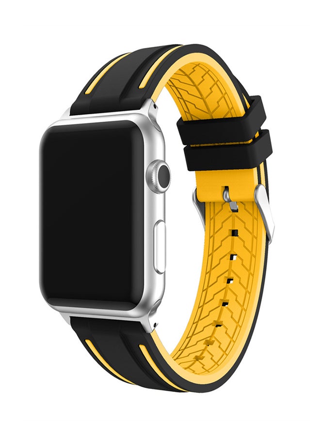Generic - Silicone Replacement Band For Apple Watch 38mm Series 1/2/3 Yellow/Black - Image 1