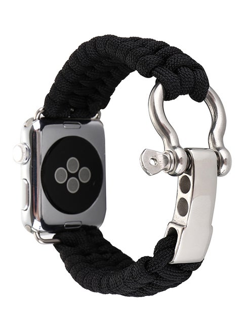 Nylon Woven Belt Replacement Band For Apple Watch 42mm Series 1/2/3 Black