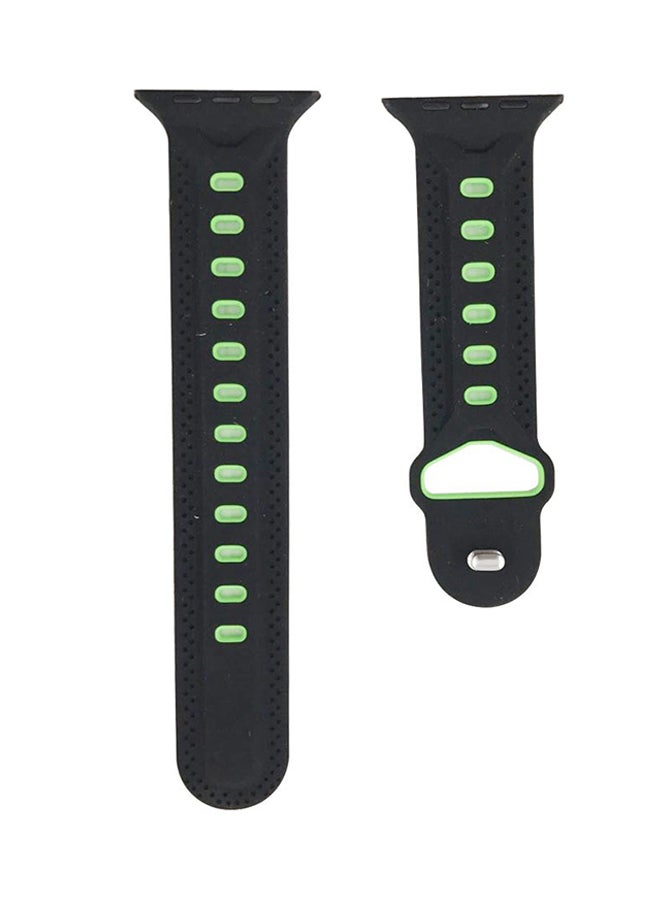 Replacement Silicone Band For Apple Watch 42 mm Series 1/2/3 Black/Green