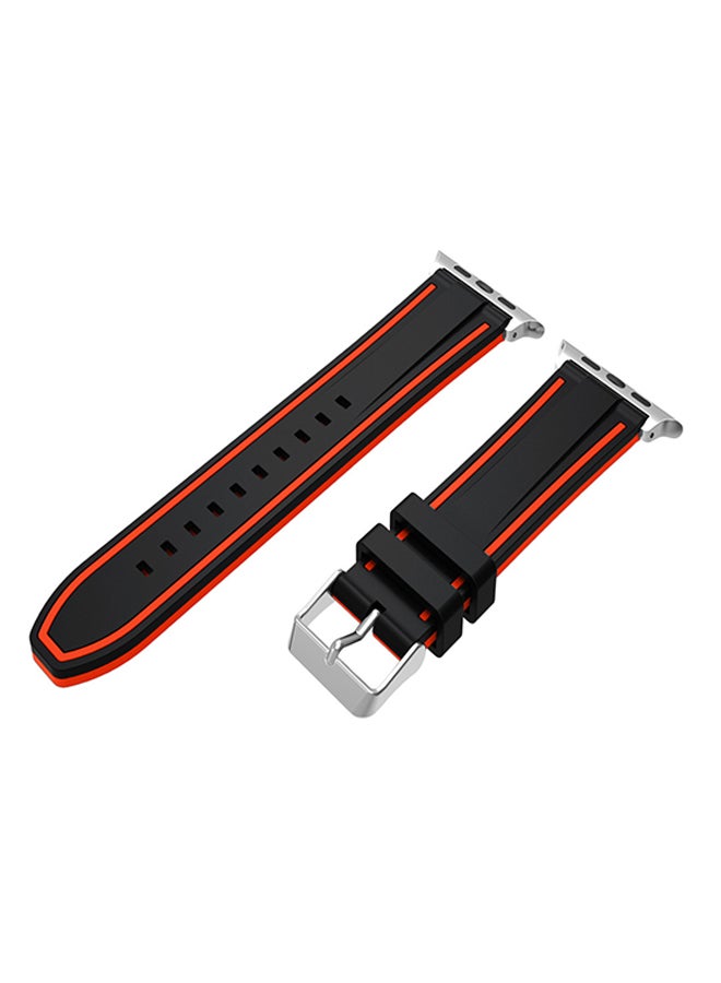 Silicone Replacement Band For Apple Watch Series 1/2/3 42mm Orange/Black