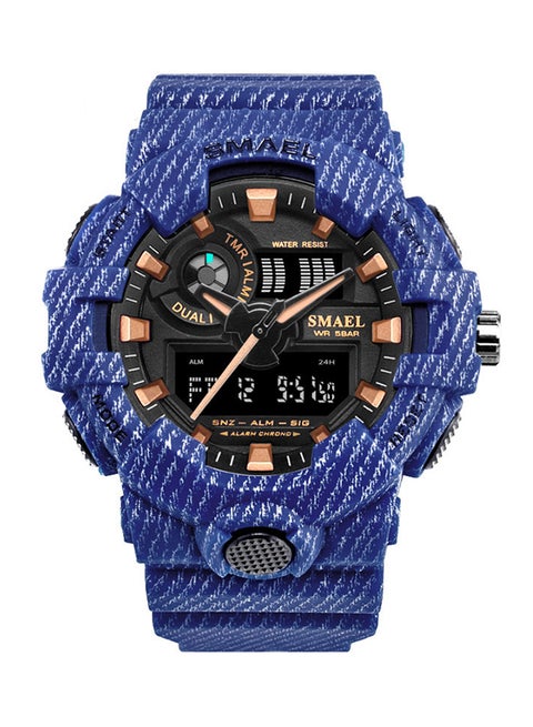Men's Army Trde Series Rubber Analog-Digital Watch 8001-BL