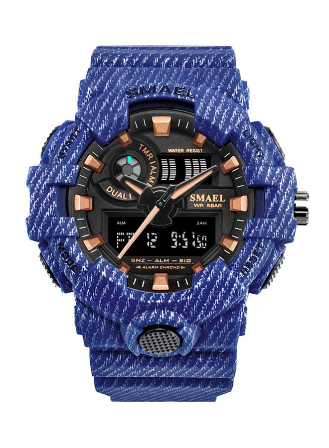 SMAEL - Men's Army Trde Series Rubber Analog-Digital Watch 8001-BL - Image 1
