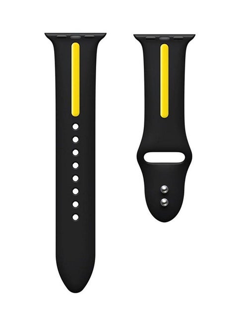 Silicone Replacement Band For Apple Watch Series 3/2/1 Black/Yellow