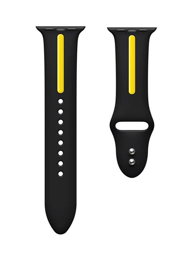 Generic - Silicone Replacement Band For Apple Watch Series 3/2/1 Black/Yellow - Image 1