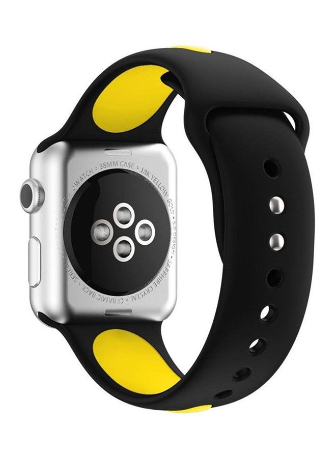 Generic - Silicone Replacement Band For Apple Watch Series 3/2/1 Black/Yellow - Image 1