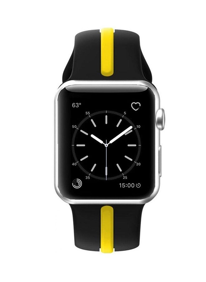 Generic - Silicone Replacement Band For Apple Watch Series 3/2/1 Black/Yellow - Image 1
