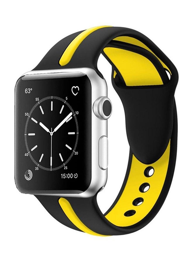 Generic - Silicone Replacement Band For Apple Watch Series 3/2/1 Black/Yellow - Image 1