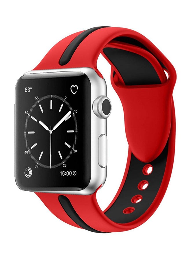 Generic - Silicone Splicing Band For Apple Watch Black/Red - Image 1