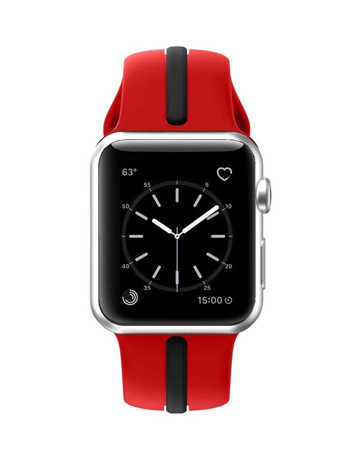 Generic - Silicone Splicing Band For Apple Watch Black/Red - Image 1