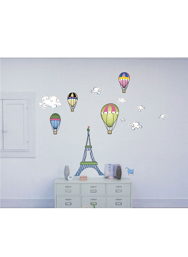 Stickie Art Eiffel Tower Balloons Wall Stickers Home Decoration Diy Removable Wall Decals For Living Room Bedroom Medium Sta-171 Multicolour 50x70cm - Image 1
