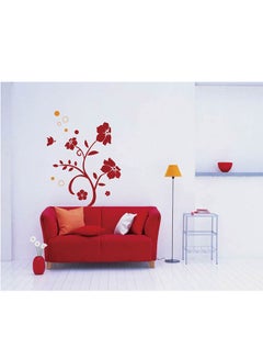 Stickie Art Red Floral Wall Stickers Home Decoration Diy Removable Wall Decals For Living Room Bedroom Medium Sta-173 Red 50x70cm  - Image 1