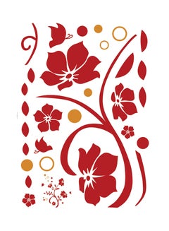 Stickie Art Red Floral Wall Stickers Home Decoration Diy Removable Wall Decals For Living Room Bedroom Medium Sta-173 Red 50x70cm  - Image 2