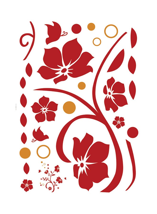 Stickie Art Red Floral Wall Stickers Home Decoration Diy Removable Wall Decals For Living Room Bedroom Medium Sta-173 Red 50x70cm - Image 2