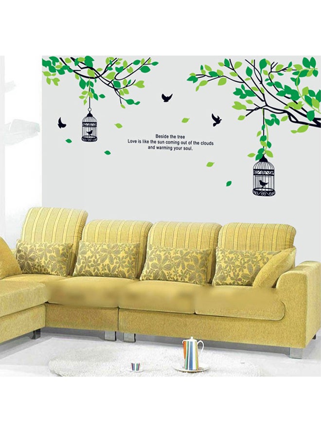 Stickie Art Green Leaves Bird Cage Wall Stickers Home Decoration Diy Removable Wall Decals For Living Room Bedroom Large  Sta-180 Green/Black 60x90cm  - Image 1
