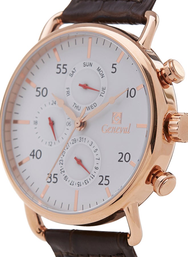 Geneval of Switzerland men Analog Wrist Watch GL1515RWO - 40 mm - Brown  - Image 3