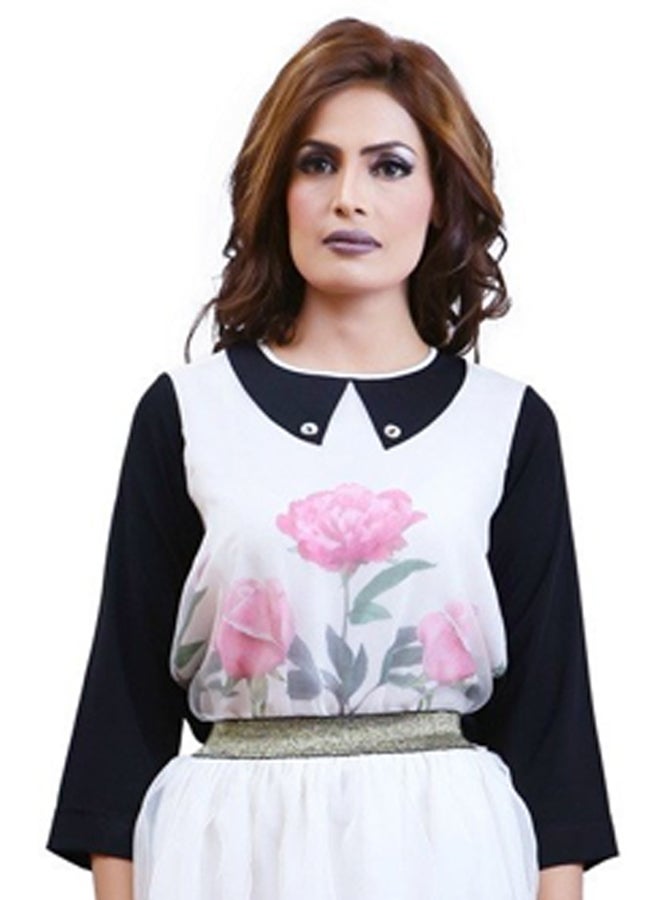 شينيل بلوزة بطبعة أزهار مميزة وردي  - Image 2