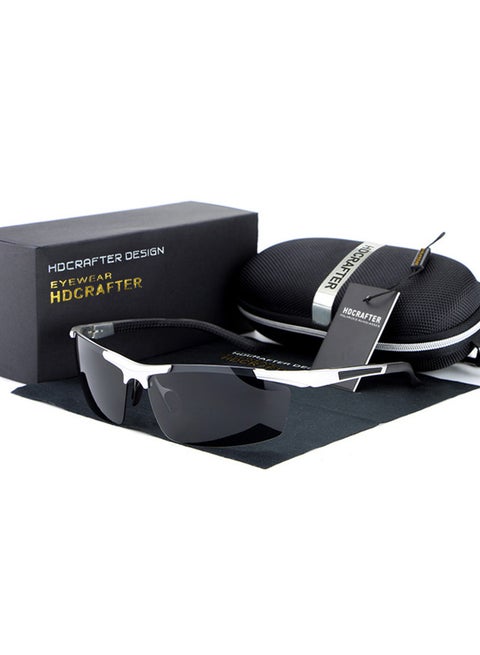 Men's Semi-Rimless Night Vision Wrap Frame Driving Sunglasses - Lens Size: 62 mm