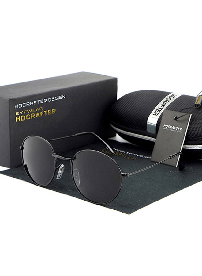 إتش دي كرافتر نظارة شمسية كلاسيكية بإطار دائري وعدسات واقية من الأشعة فوق البنفسجية UV400 بحافة كاملة - مقاس العدسة: 50 مم للرجال